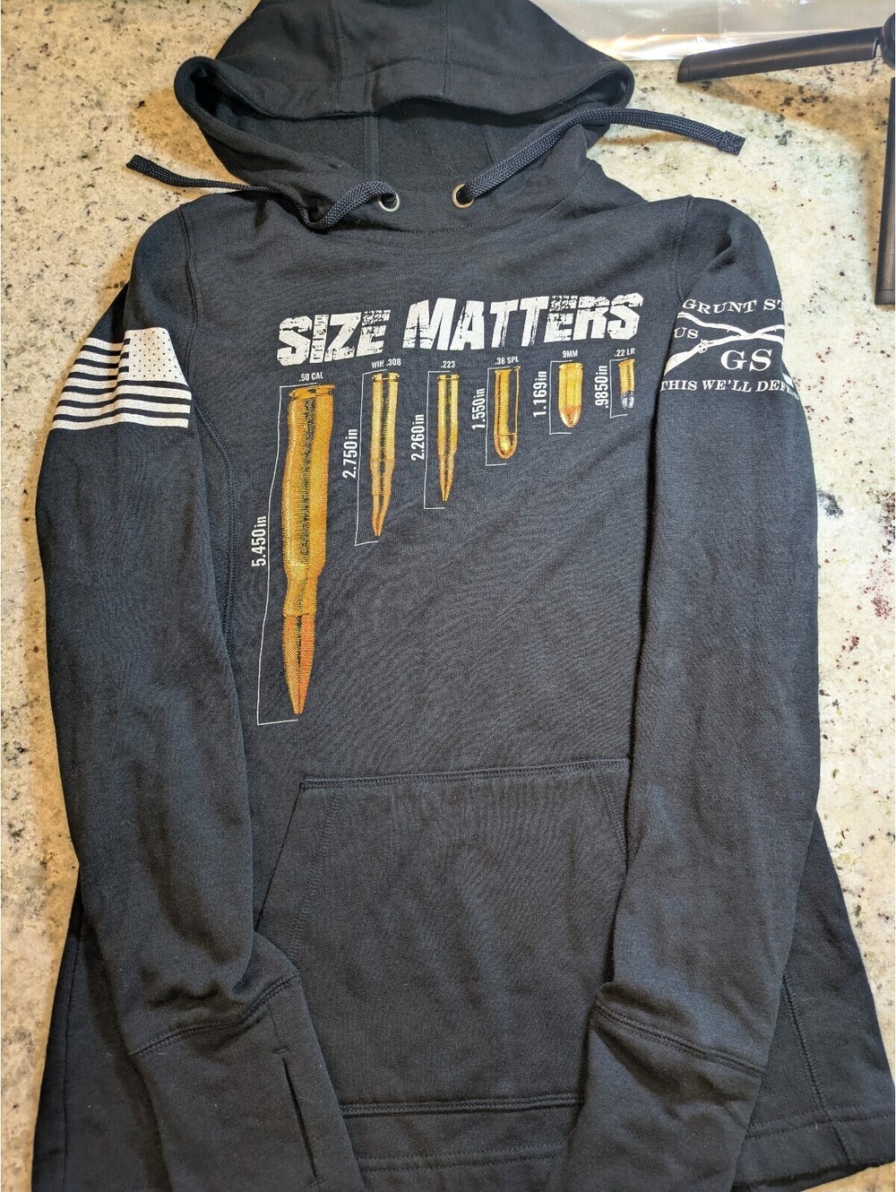 Grunt Style Size Matters Ammo Graphic Hoodie Black Small